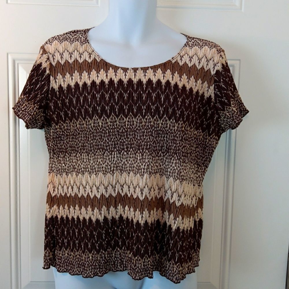 Brittany black brown & cream short sleeve blouse